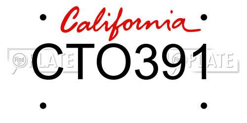 CTO391 California License Plate