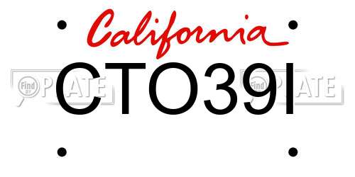CTO39I California License Plate