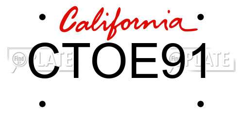 CTOE91 California License Plate