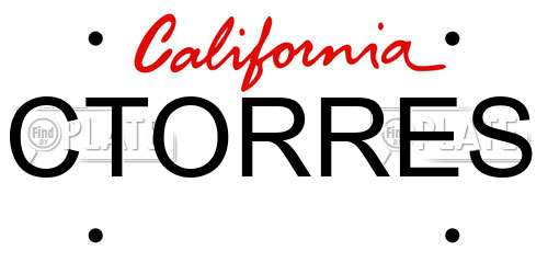 CTORRES California License Plate