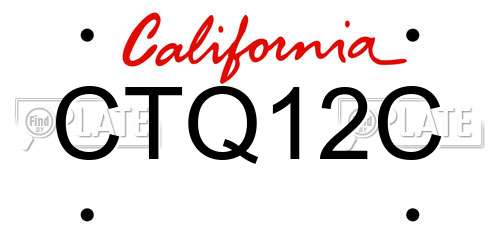 CTQ12C California License Plate