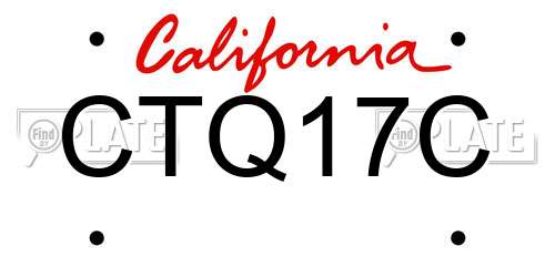 CTQ17C California License Plate