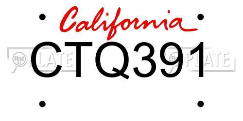 CTQ391 California License Plate