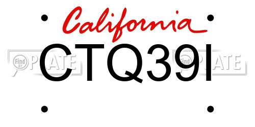 CTQ39I California License Plate
