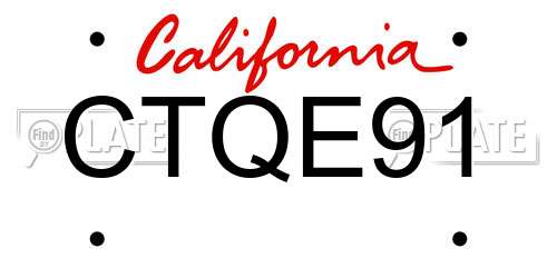 CTQE91 California License Plate
