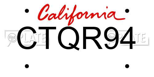 CTQR94 California License Plate