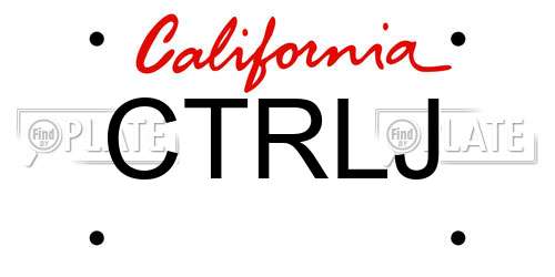 CTRLJ California License Plate