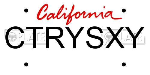 CTRYSXY California License Plate