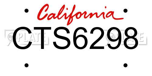CTS6298 California License Plate