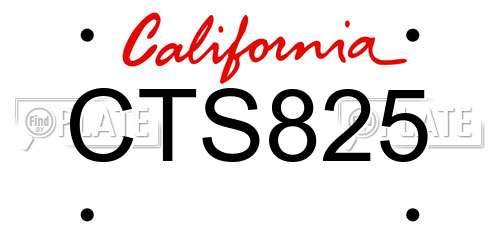 CTS825 California License Plate