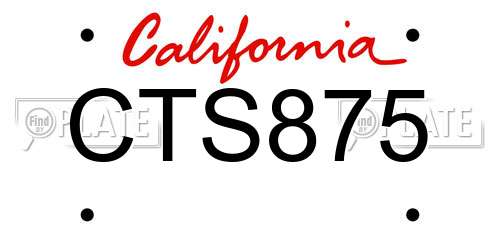 CTS875 California License Plate