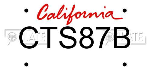 CTS87B California License Plate