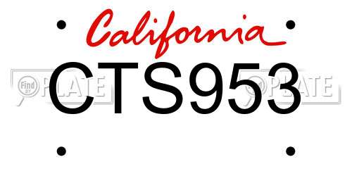 CTS953 California License Plate