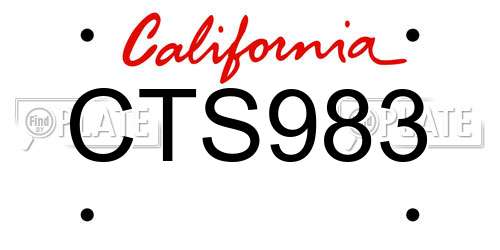 CTS983 California License Plate
