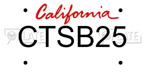 CTSB25 California License Plate