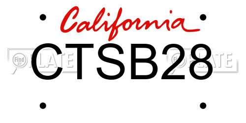 CTSB28 California License Plate