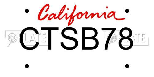 CTSB78 California License Plate