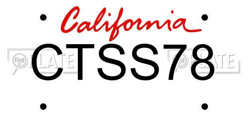CTSS78 California License Plate