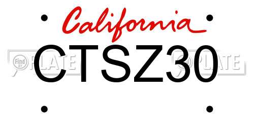 CTSZ30 California License Plate