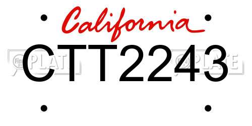 CTT2243 California License Plate