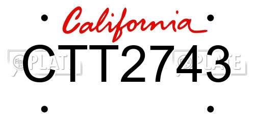 CTT2743 California License Plate
