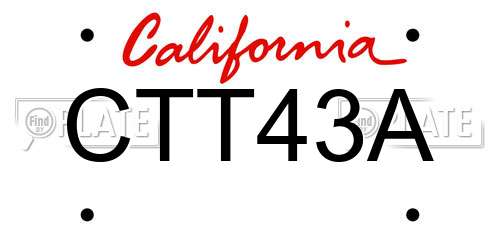 CTT43A California License Plate