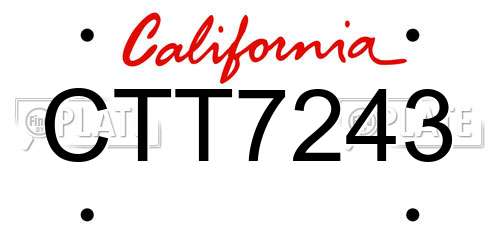 CTT7243 California License Plate