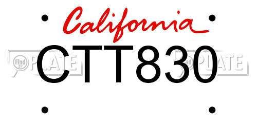 CTT830 California License Plate
