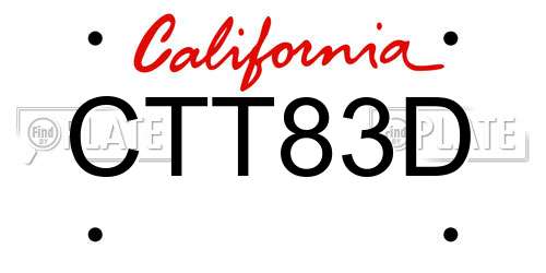 CTT83D California License Plate