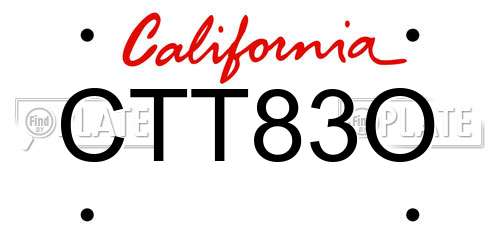 CTT83O California License Plate