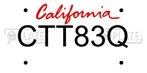 CTT83Q California License Plate