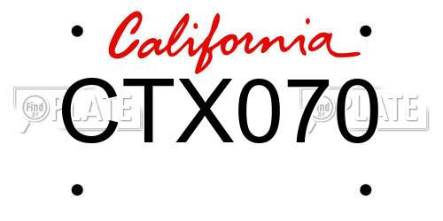 CTX070 California License Plate