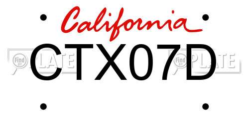 CTX07D California License Plate