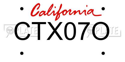 CTX07O California License Plate