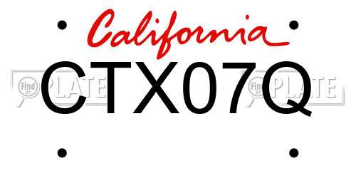 CTX07Q California License Plate