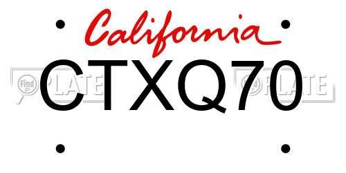 CTXQ70 California License Plate