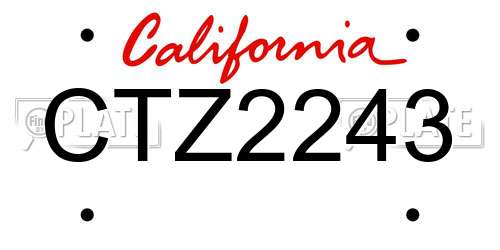CTZ2243 California License Plate