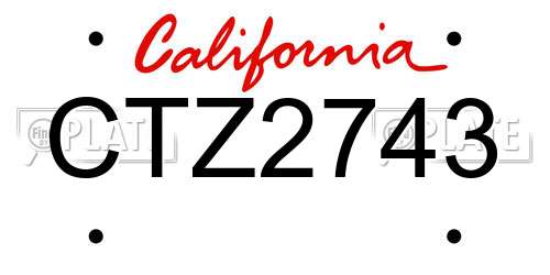 CTZ2743 California License Plate