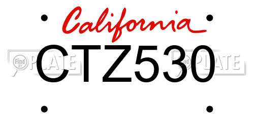 CTZ530 California License Plate