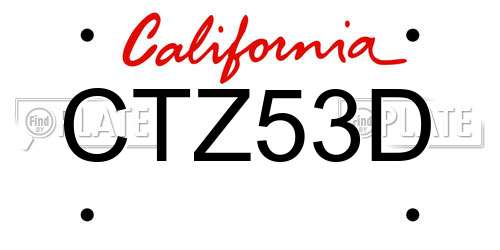 CTZ53D California License Plate
