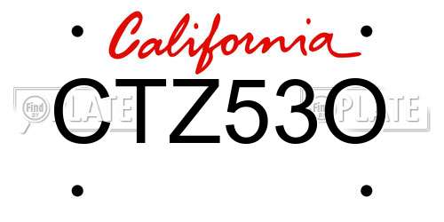 CTZ53O California License Plate