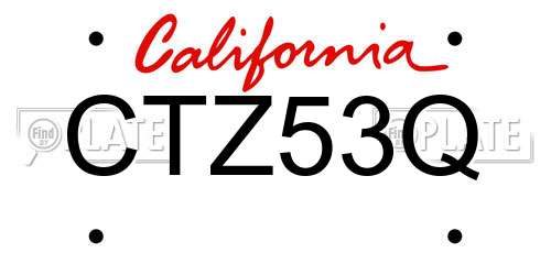 CTZ53Q California License Plate