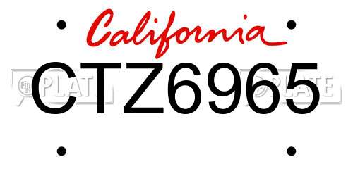 CTZ6965 California License Plate