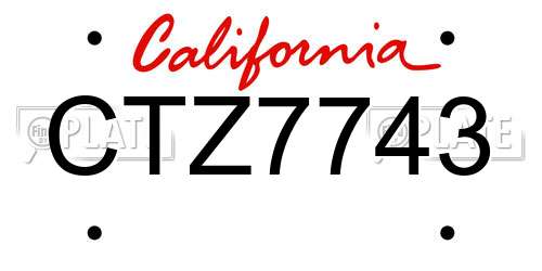 CTZ7743 California License Plate