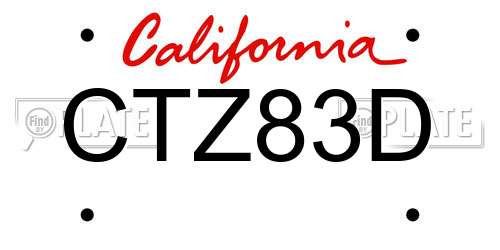 CTZ83D California License Plate