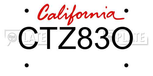 CTZ83O California License Plate