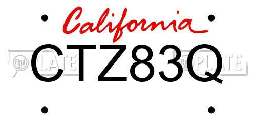 CTZ83Q California License Plate