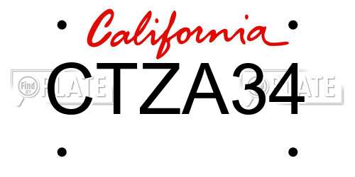 CTZA34 California License Plate