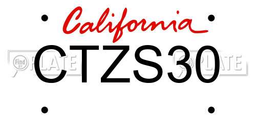 CTZS30 California License Plate