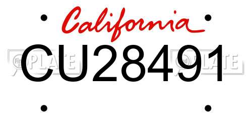 CU28491 California License Plate